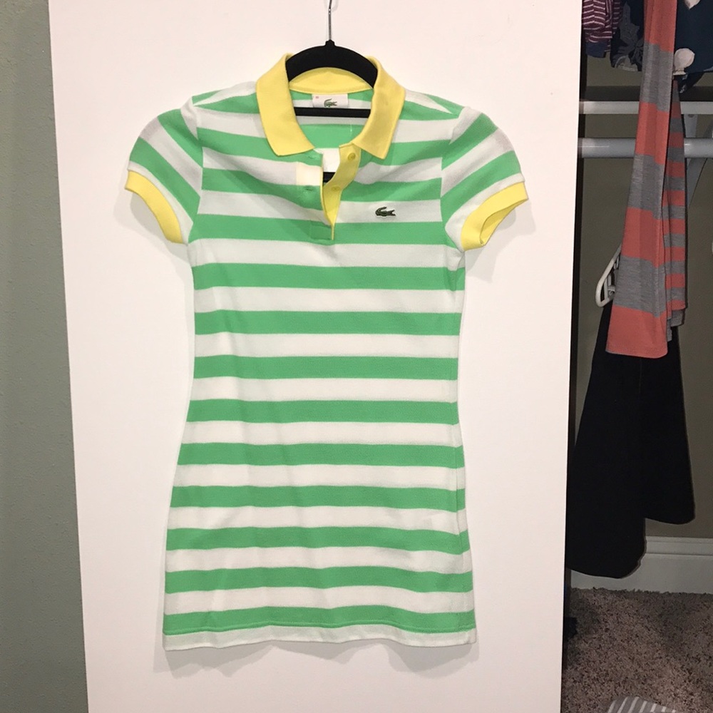 Lacoste green/white striped dress kids.